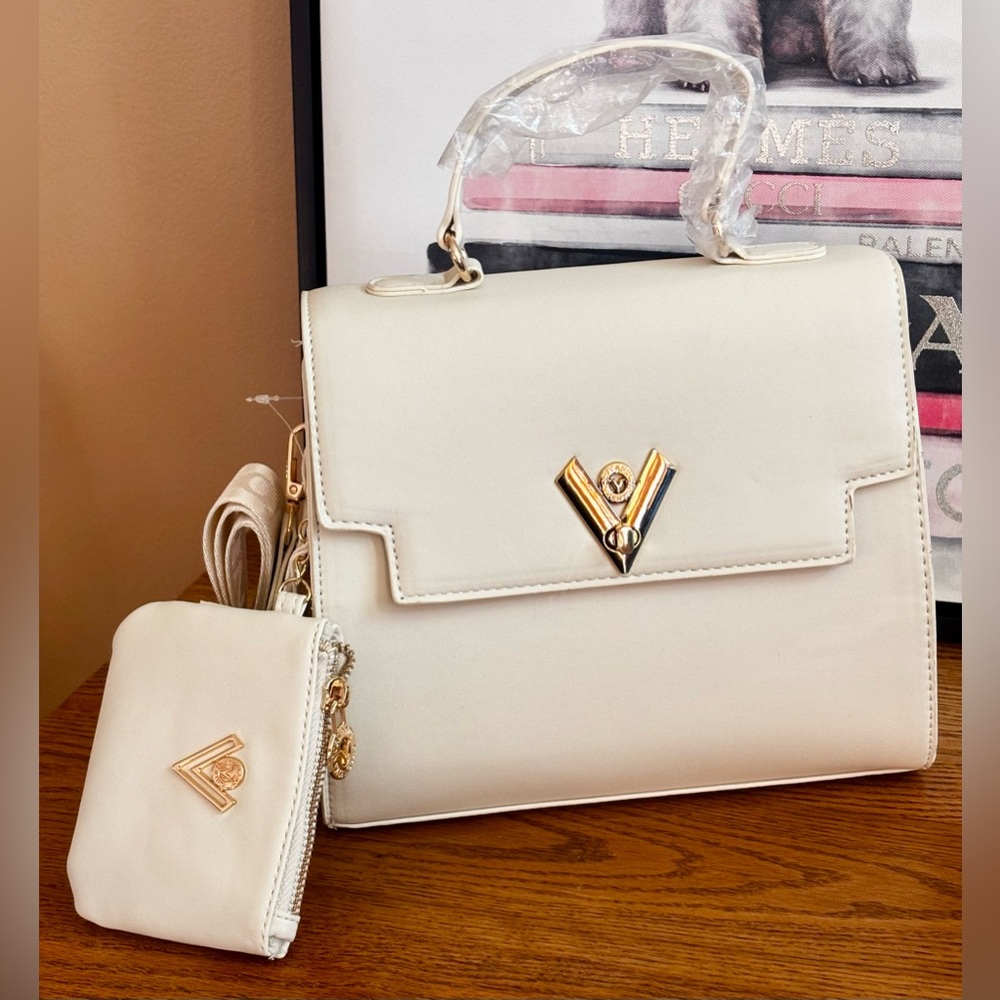 NWT VALENTINO ORLANDI Vegan Leather Handbag with crossbody & coin pouch